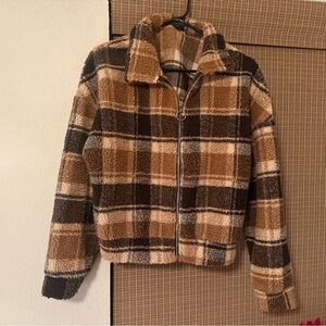 SHEIN Plaid Zip-Up Jacket